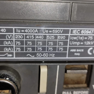 Abb Sace E4S 40 4000A Air Circuit Breaker (Acb)